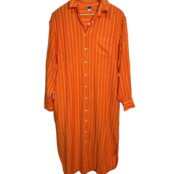 Old Navy Orange Striped Midi Shirt Dress, Women’s Size S - Picture 3 of 7